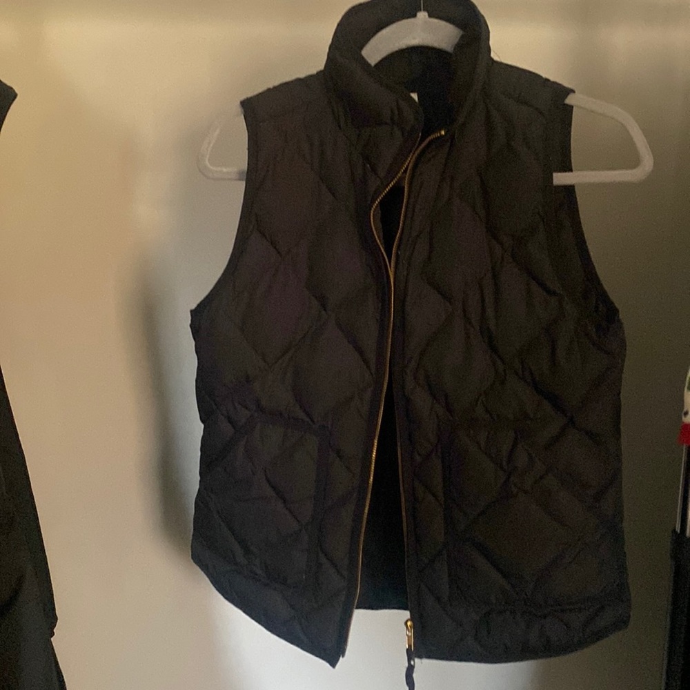 J Crew Black Quilted Puffer Vest